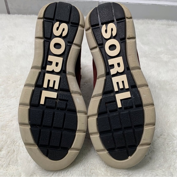 Sorel Women's Red Grey Explorer Joan Redwood Felt Waterproof Winter Boot Size 7 - Picture 13 of 13